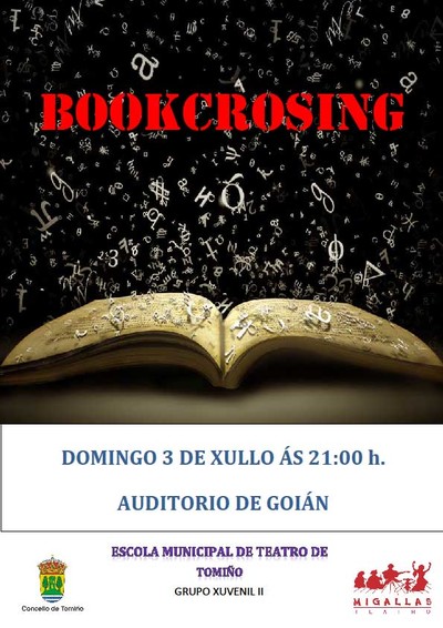 O grupo xuvenil da escola municipal de teatro de Tomio leva  escena a obra -Bookcrossing-, este domingo no Auditorio de Goin