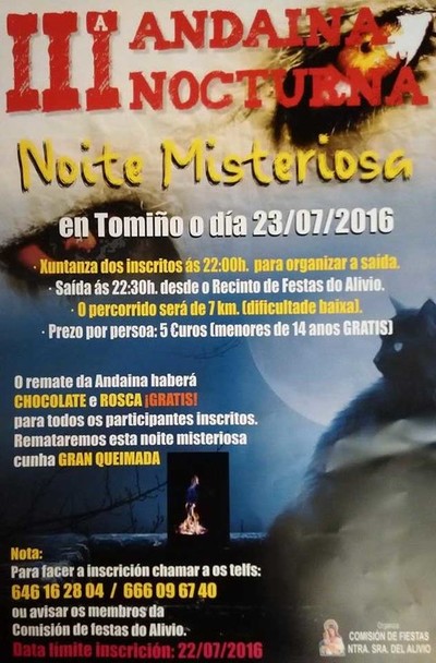 Tomio acolle o 23 de xullo a 3 andaina nocturna - Noite Misteriosa