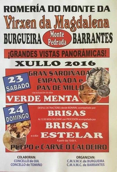 Romera do Monte da Virxe da Magdalena o 23 e 24 de xullo no Monte da Pedrada