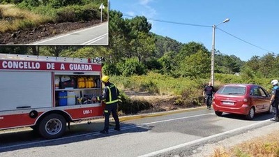 Sofocados varios conatos de incendio na estrada de circunvalacin  Monte de Sta. Trega na Guarda