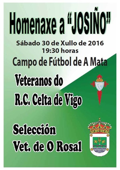 Homenaxe a Josio este sbado 30 de xullo no Campo da Mata do Rosal