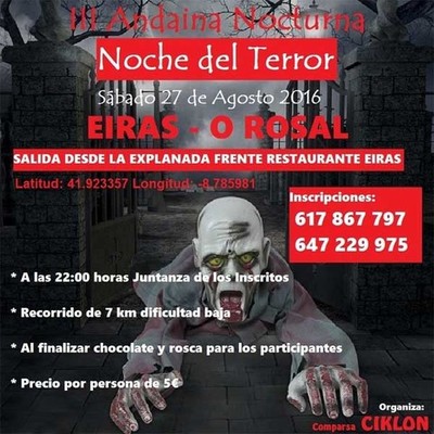 III andaina nocturna Noche del terror el 27 de agosto en O Rosal