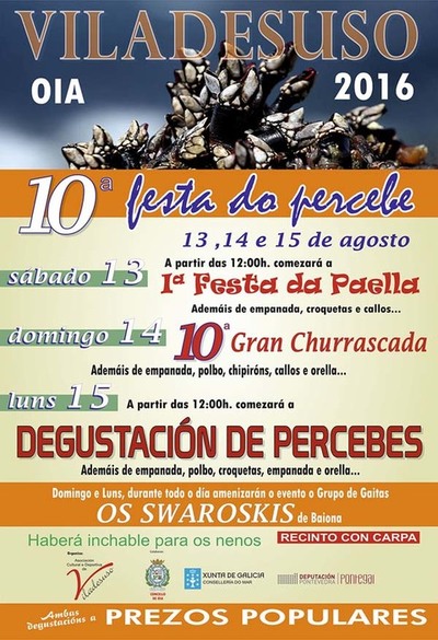 X Festa do Percebe do 13  15 de agosto en Viladesuso - Oia