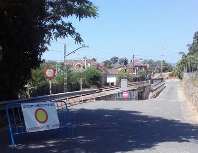 Cortada por obras a ra de Baos en Caldelas - Tui