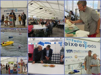 O pregoeiro Tino Baz e a cocieira Chus Castro brillaron con luz propia na XIII Festa do Peixe Espada da Guarda 