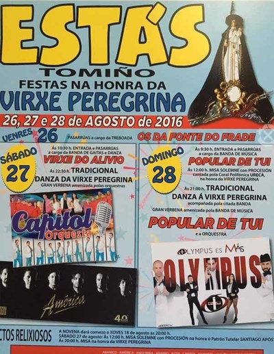 Festas na honra da Virxe Peregrina en Ests-Tomio do 26  28 de agosto
