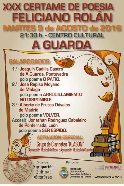 A Agrupacin Cultural Guardesa xa ten o nome dos premiados do XXX Certame de Poesa Feliciano Roln