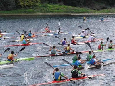 543 palistas de clubes gallegos y portugueses participan en el 45 edicin del Descenso Internacional del Mio de Tui.