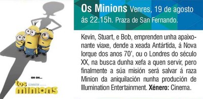  Os Minions chegan este venres a Tui dentro do ciclo de proxeccins de vern