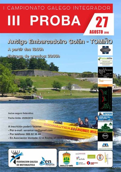 A III Proba do I Campionato Galego Integrador de Motonautica chega a Tomio este sbado