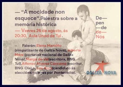 Palestra sobre a Memoria Histrica este venres na Aula UNED de Tui