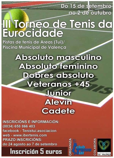 Abertas as inscricins para o III Torneo de Tenis da Eurocidade