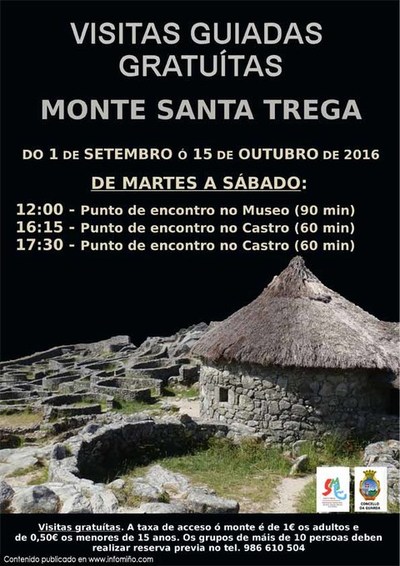 Novo horario das visitas guiadas ao Monte Santa Trega ata o 15 de outubro