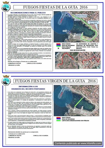 Recomendacins de seguridade para os fogos de artificio das Festas da Gua este domingo no Porto de A Guarda
