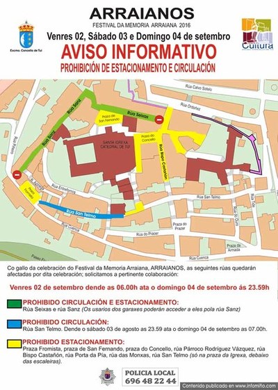 Restricins no trfico rodado e no estacionamento co gallo do Festival Arraianos en Tui