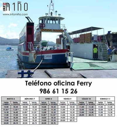 Horarios do ferry dende o martes 6 ao domingo 11 de setembro