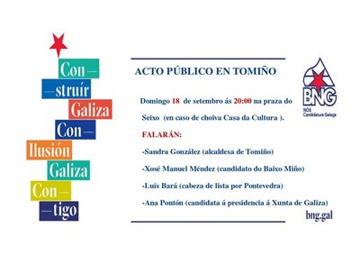 Mitin do BNG-Ns Candidatura Galega este domingo en Tomio