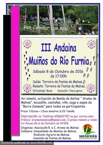 A Asociacin Arume de Malvas organiza o 8 de outubro a III Andaina polos Muos do Ro Furnia