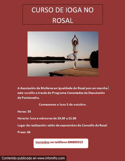 Abertas as incripcins para un Curso de Ioga no Rosal