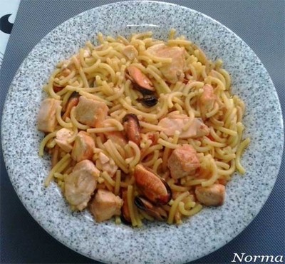 Receta: Salmn con fideos