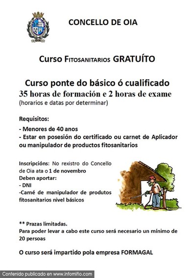 Curso gratuito de fitosanitarios en Oia
