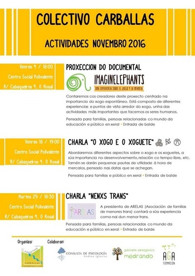 O Colectivo Carballas organiza no Rosal varias actividades no mes de novembro
