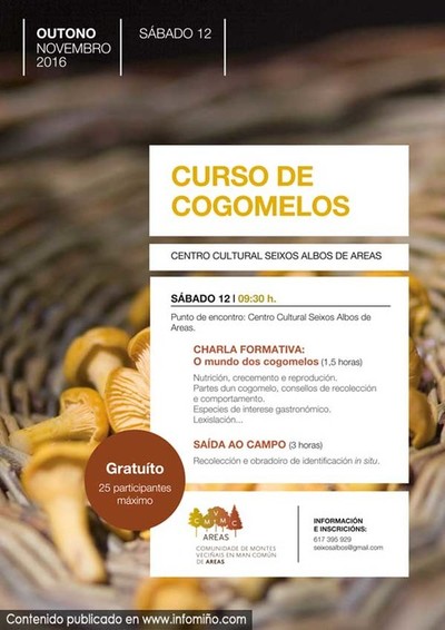 A Comunidade de Montes de Areas(Tui) organiza o 12 de novembro un curso de Cogomelos