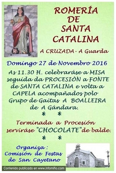 A Guarda acolle este domingo a Romera de Santa Catalina