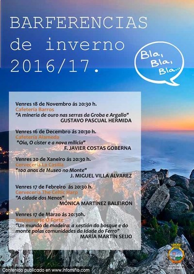 A cafetera Barros acolle este venres a primeira barferencia de inverno desta tempada co arqueolgo Gustavo Pascual