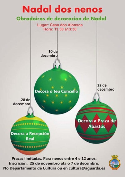 Aberto ata este mrcores o prazo de inscricin para os obradoiros infants de decoracin -Nadal dos nenos- na Guarda