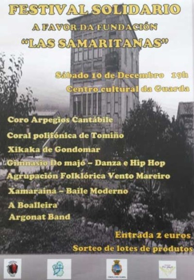 Festival Solidario a favor das Samaritanas de A Guarda este sbado no Centro Cultural de A Guarda