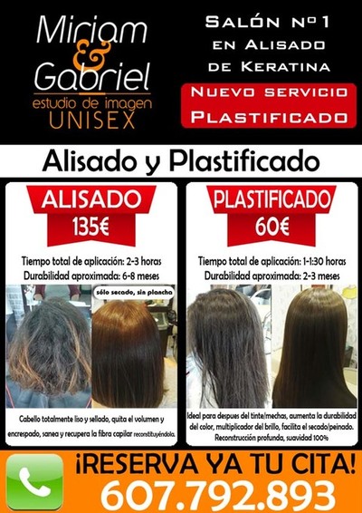 Miriam & Gabriel estudio de imagen UNISEX ofrece nuevo servicio de Alisado y Plastificado