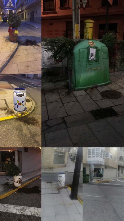 Destrozan parte de la decoracin de Navidad en A Guarda