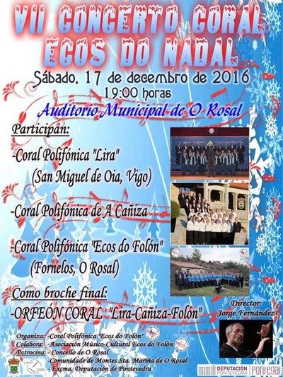 O Rosal acolle o 17 de decembro o VII Concerto Coral Ecos do Nadal