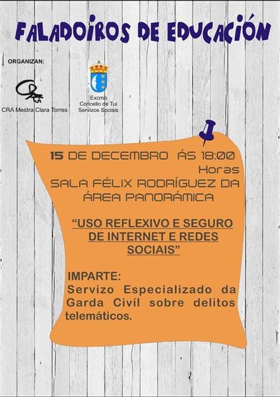-Uso reflexivo e seguro de internet e redes Sociais- este xoves nos Faladoiros de Educacin en Tui