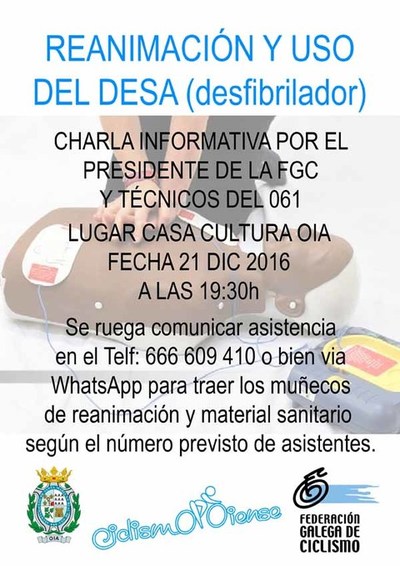 Ciclismo Oiense convoca una charla sobre reanimacin y el uso de desfibriladores