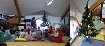 Nenos e nenas da Guarda decoraron a rbore de Nadal da Biblioteca Municipal 