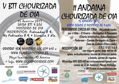 Oia acolle este domingo a V BTT e a II Andaina Chourizada de Oia