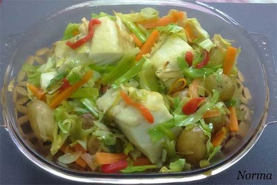 Receta: Bacalao al horno con verduras