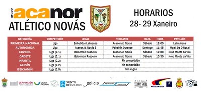 Partidos del Acanor Atl. Novs para este fin de semana