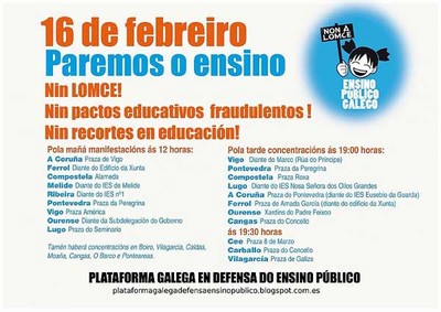 O alumnado de secundaria e das universidades galegas ir  folga este xoves 16 de febreiro