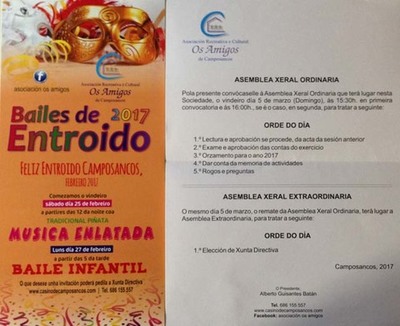 A Asociacin Os Amigos de Camposancos informa das vindeiras Asambleas e das actividades do Entroido 2017