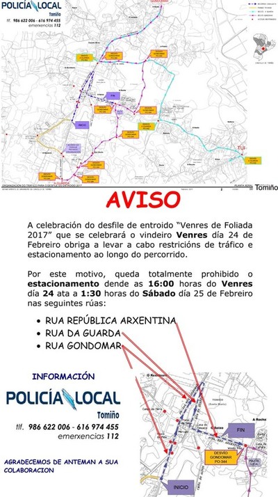 Restriccins  trfico ante a celebracin do Venres de Foliada en Tomio