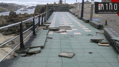 El temporal deja desperfectos en la zona costera de A Guarda