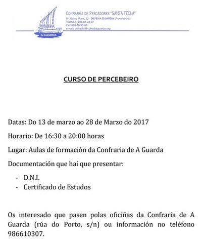 La Cofrada de Pescadores Sta. Tecla de A Guarda inicia este lunes un Curso de Percebeiros