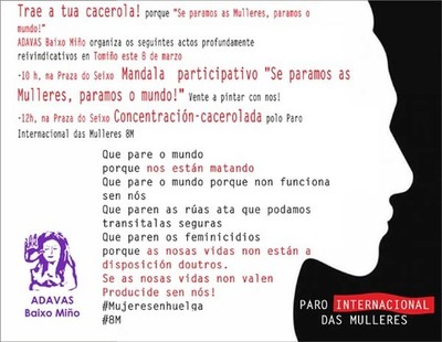 Adavas Baixo Mio organiza varios actos en Tomio con motivo do Da Internacional das Mulleres