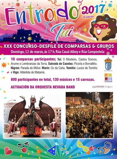 Tui celebra este domingo o Desfile-Concurso de Entroido coa participacin de 10 comparsas e mis de 800 persoas