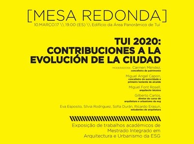 Mesa redonda -Tui 2020: contribucins  evolucin da cidade- este venres s 19h na rea Panormica