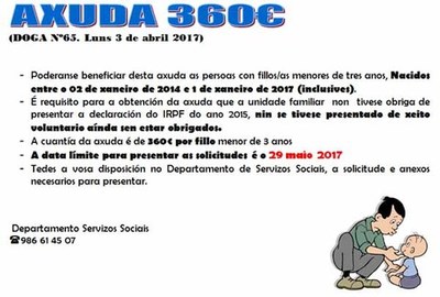 Derradeiro da para solicitar a prestacin econmica de pagamento nico para fillas e fillos menores de tres anos para o ano 2017