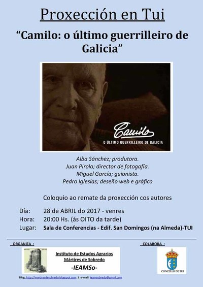 Tui acolle este venres a Proxeccin -Camilo: o ltimo guerrilleiro de Galicia-